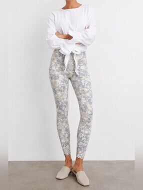Spanx Jean Ish Leggings Size L White Camo Skinny Shapewear EUC